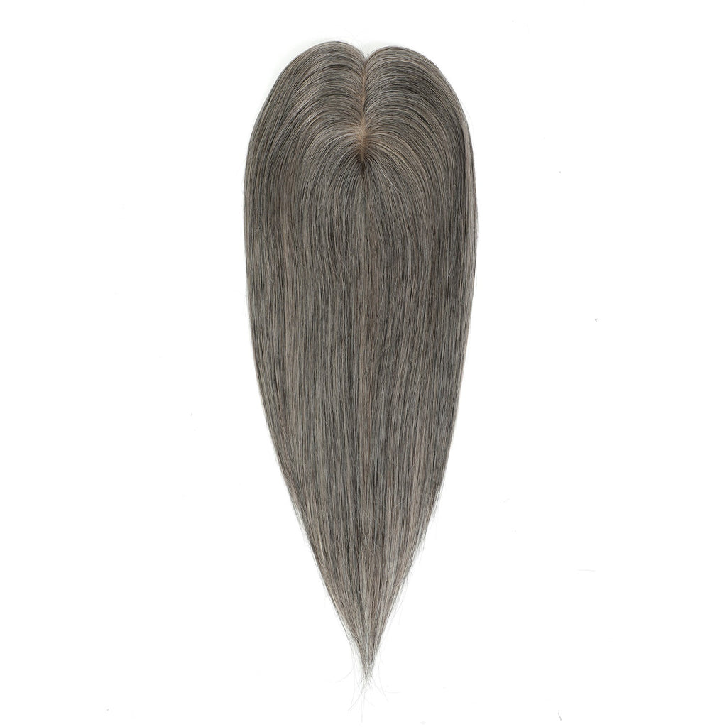 Human Hair Topper #1B/Grey Salt and Pepper