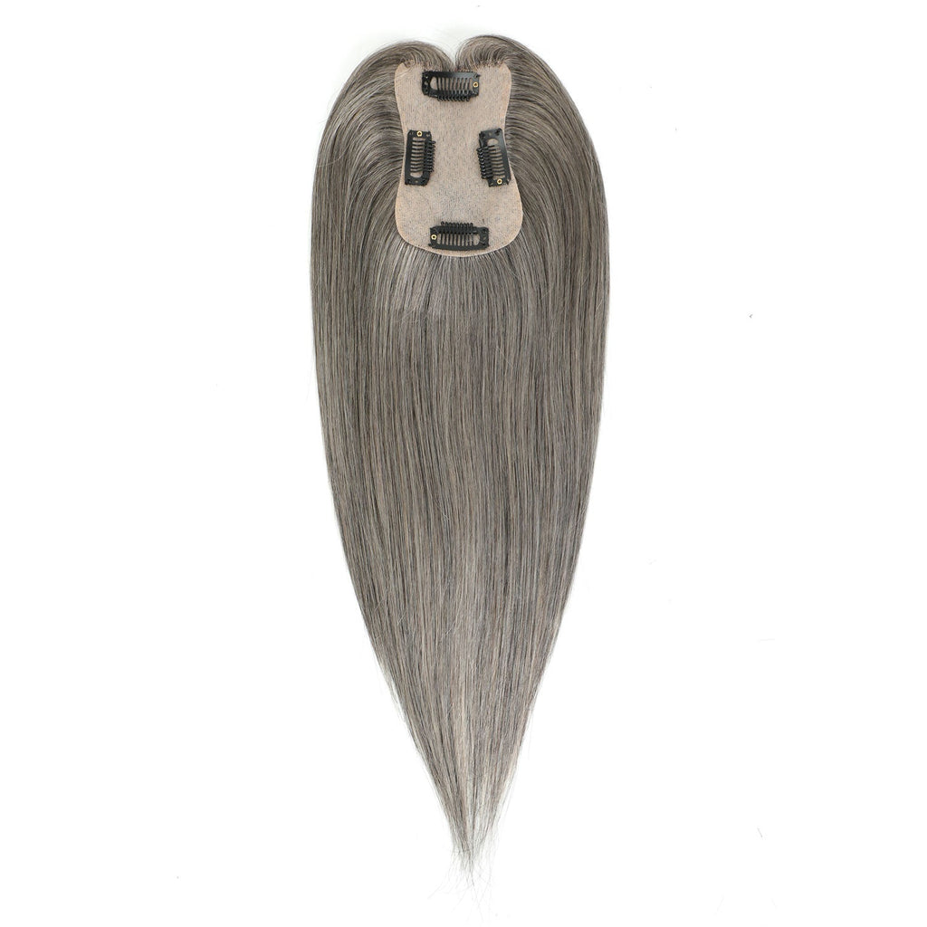 Human Hair Topper #1B/Grey Salt and Pepper