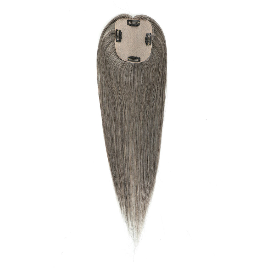 Human Hair Topper #1B/Grey Salt and Pepper