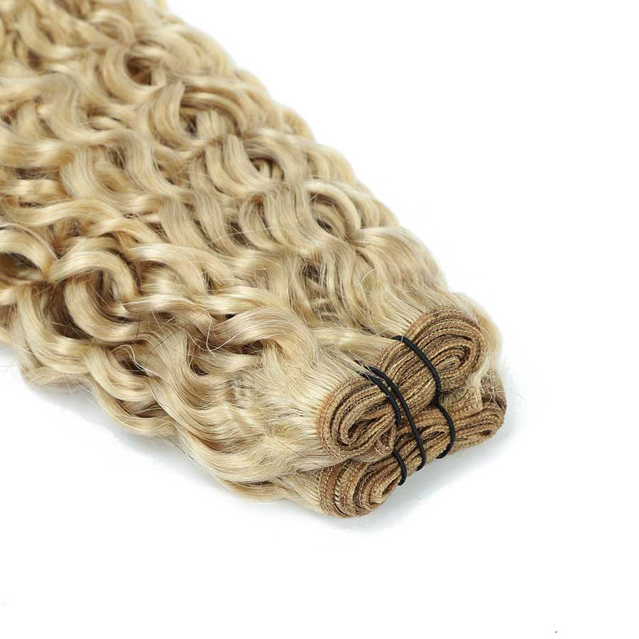 Weft Curly Hair Extensions 3B #18a/1001 Ash Blonde Mix
