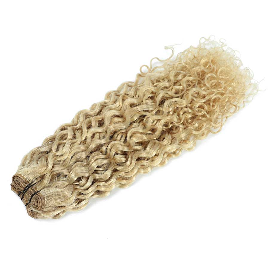 Weft Curly Hair Extensions 3B #18a/1001 Ash Blonde Mix
