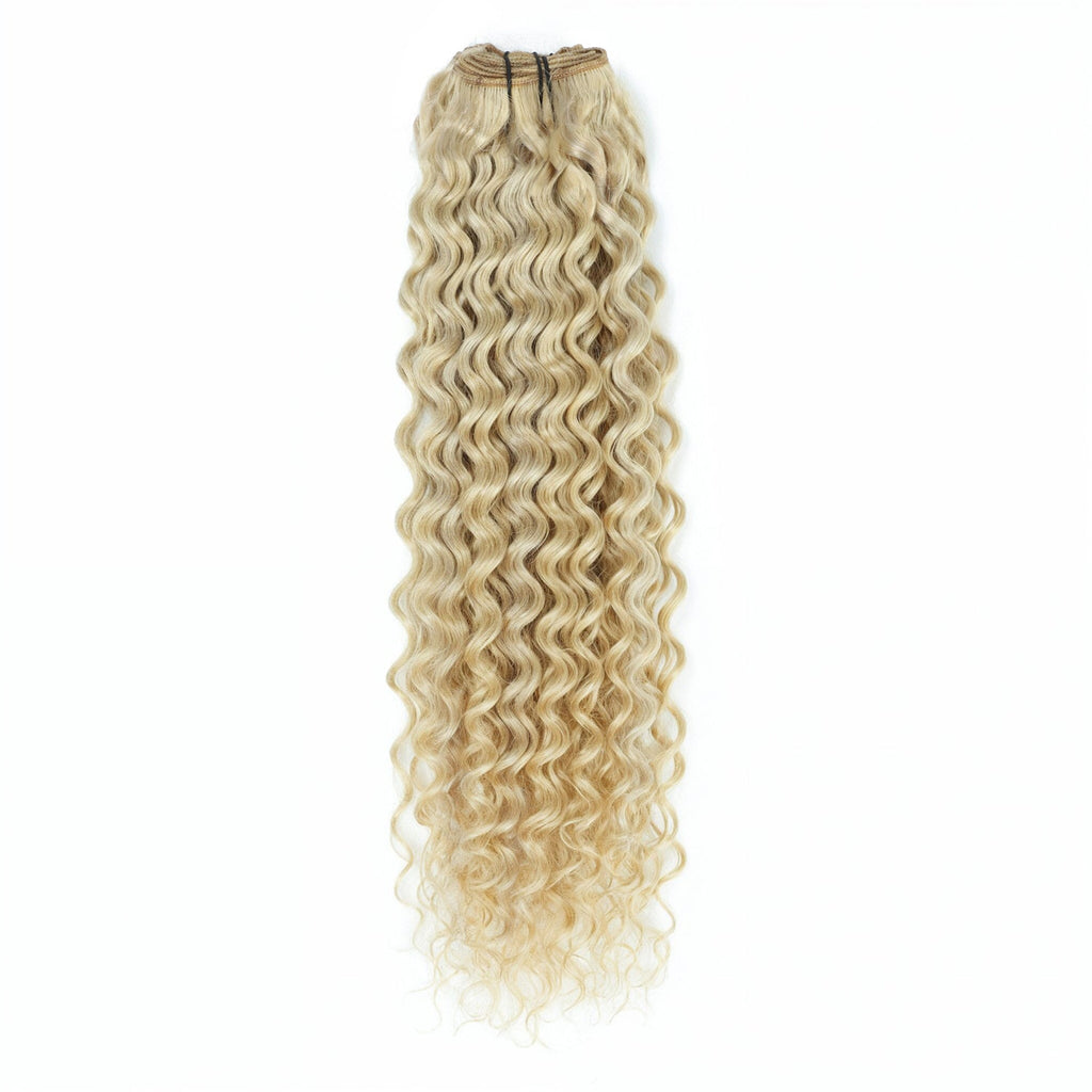 Weft Curly Hair Extensions 3B #18a/1001 Ash Blonde Mix
