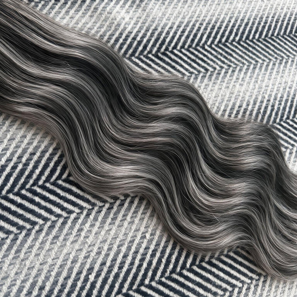 Human Hair Topper #1B/Grey Salt and Pepper