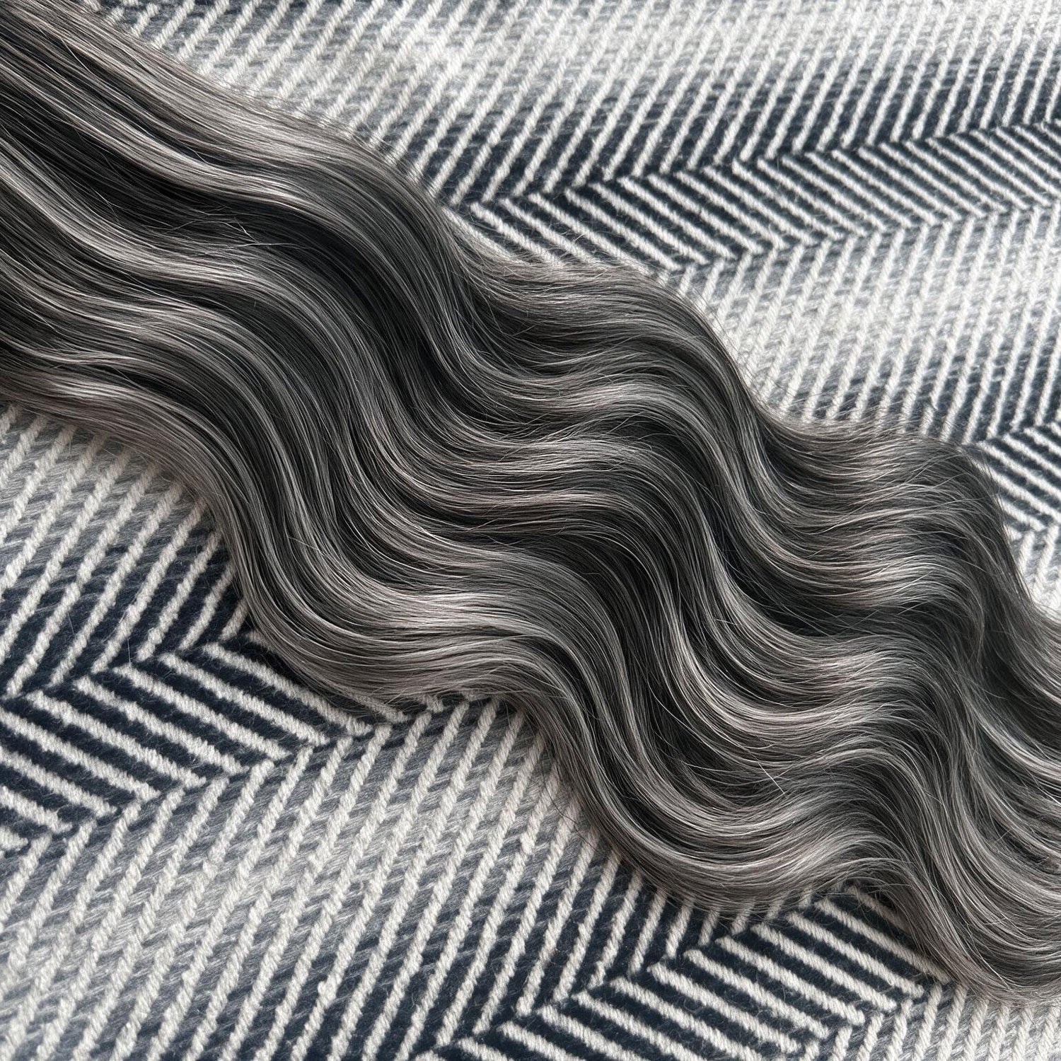 Human Hair Topper #1B/Grey Salt and Pepper