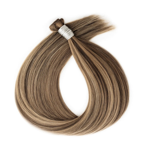 Genius Weft Hair Extensions  #8/22 Cinnamon Brown and Sandy Blonde Highlights