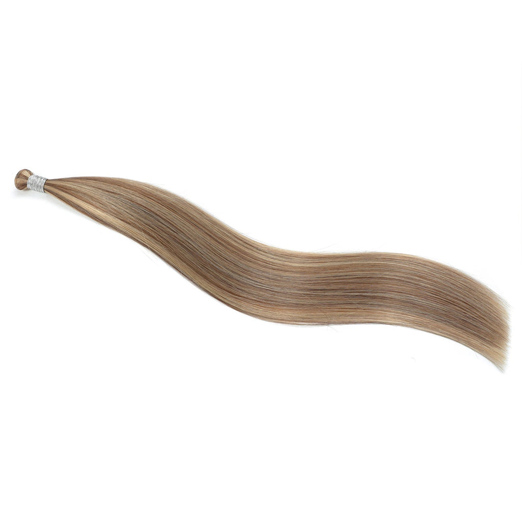 Genius Weft Hair Extensions  #8/22 Cinnamon Brown and Sandy Blonde Highlights
