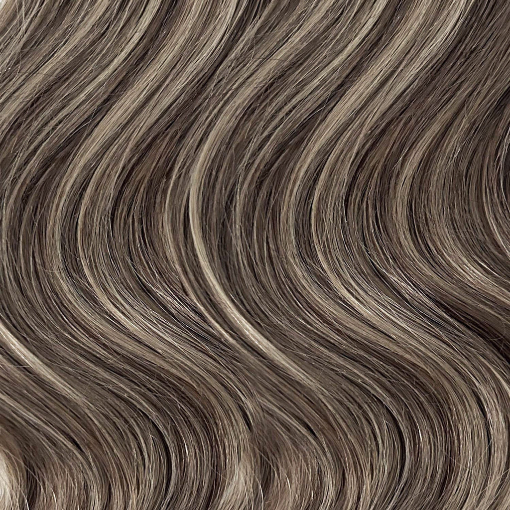 Genius Weft Hair Extensions   #8a/8a/1001 Ash Brown and Pearl Blonde Balayage