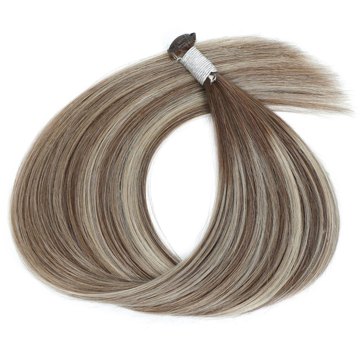 Genius Weft Hair Extensions   #8a/8a/1001 Ash Brown and Pearl Blonde Balayage