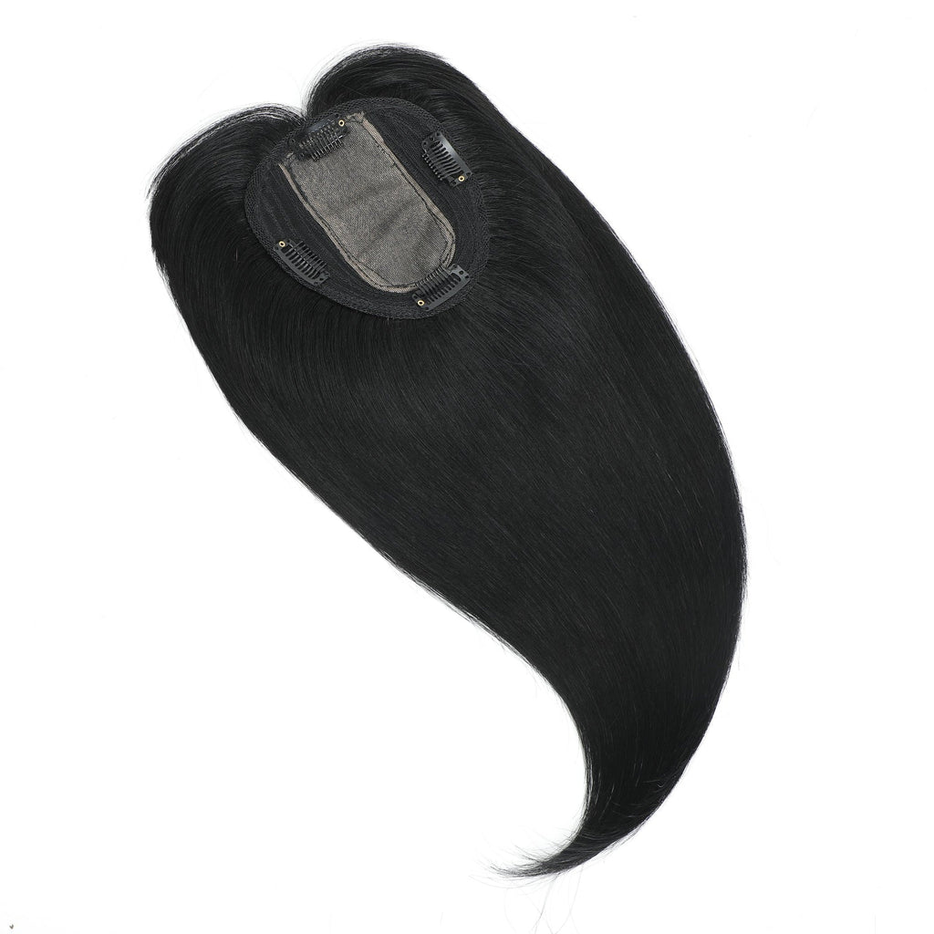Human Hair Topper with Bangs #1 Jet Black