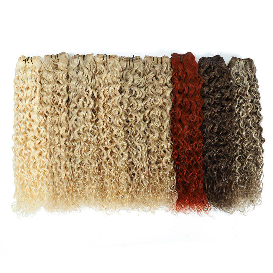 Weft Curly Hair Extensions 3B #18a/1001 Ash Blonde Mix