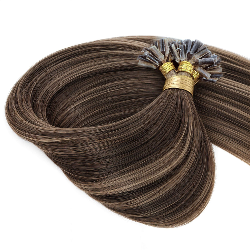 Keratin Bond Hair Extensions #2/16 Dark Brown Natural Blonde