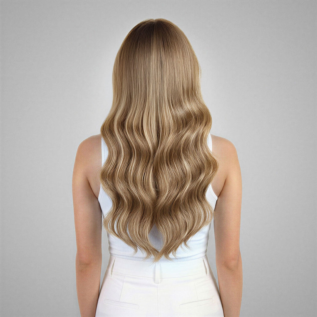 Russian Micro Weft Hair Extensions #6a/6/22 Light Medium, Cool Brown & Sandy Blonde Balayage Double Drawn Genius